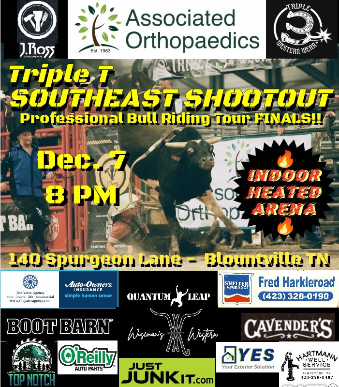 TRIPLE T SOUTHEAST SHOOTOUT PRO BULL RIDING TOUR 2024 FINALS!!, Blountville, Tennessee, United States