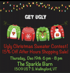 Ugly Christmas Sweater Contest and 15% Off After Hours Shopping Event