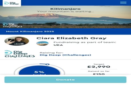 Ciara's Climb of Mount Kilimanjaro in August 2025 as part of Team UEA, Norwich, England, United Kingdom