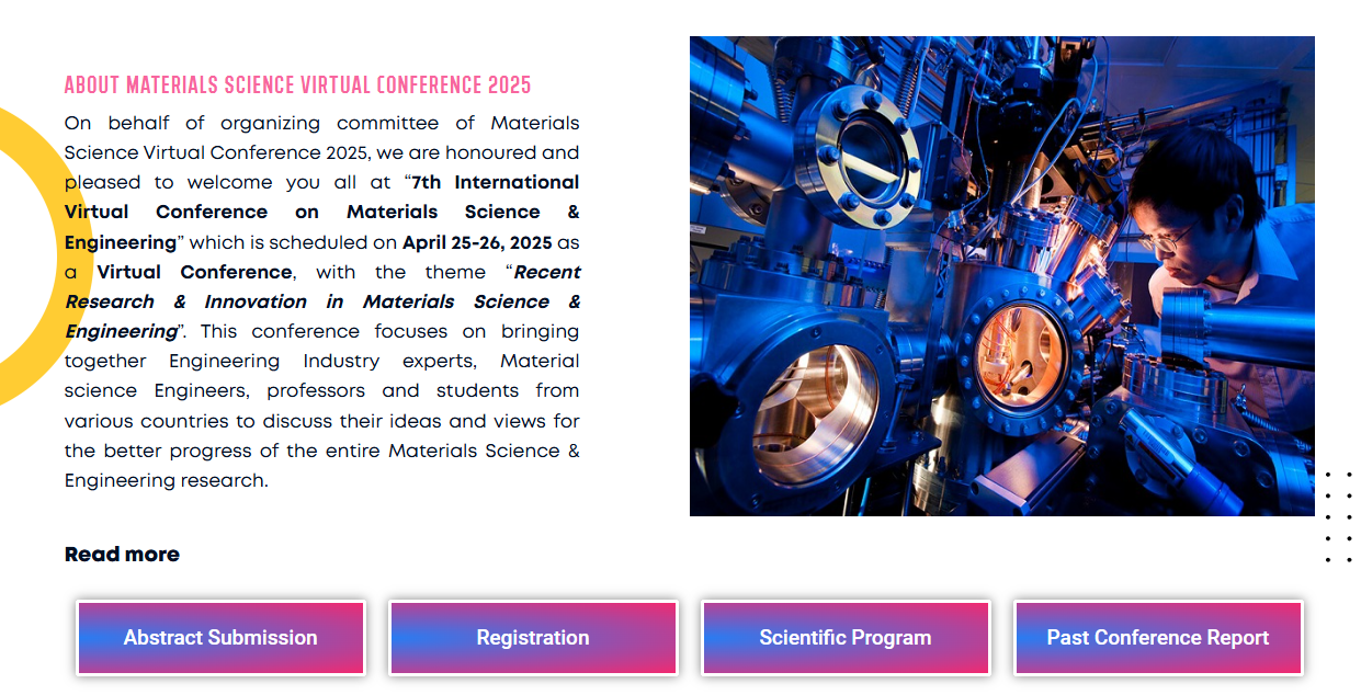 7th International Virtual Conference on Materials Science & Engineering, Online Event