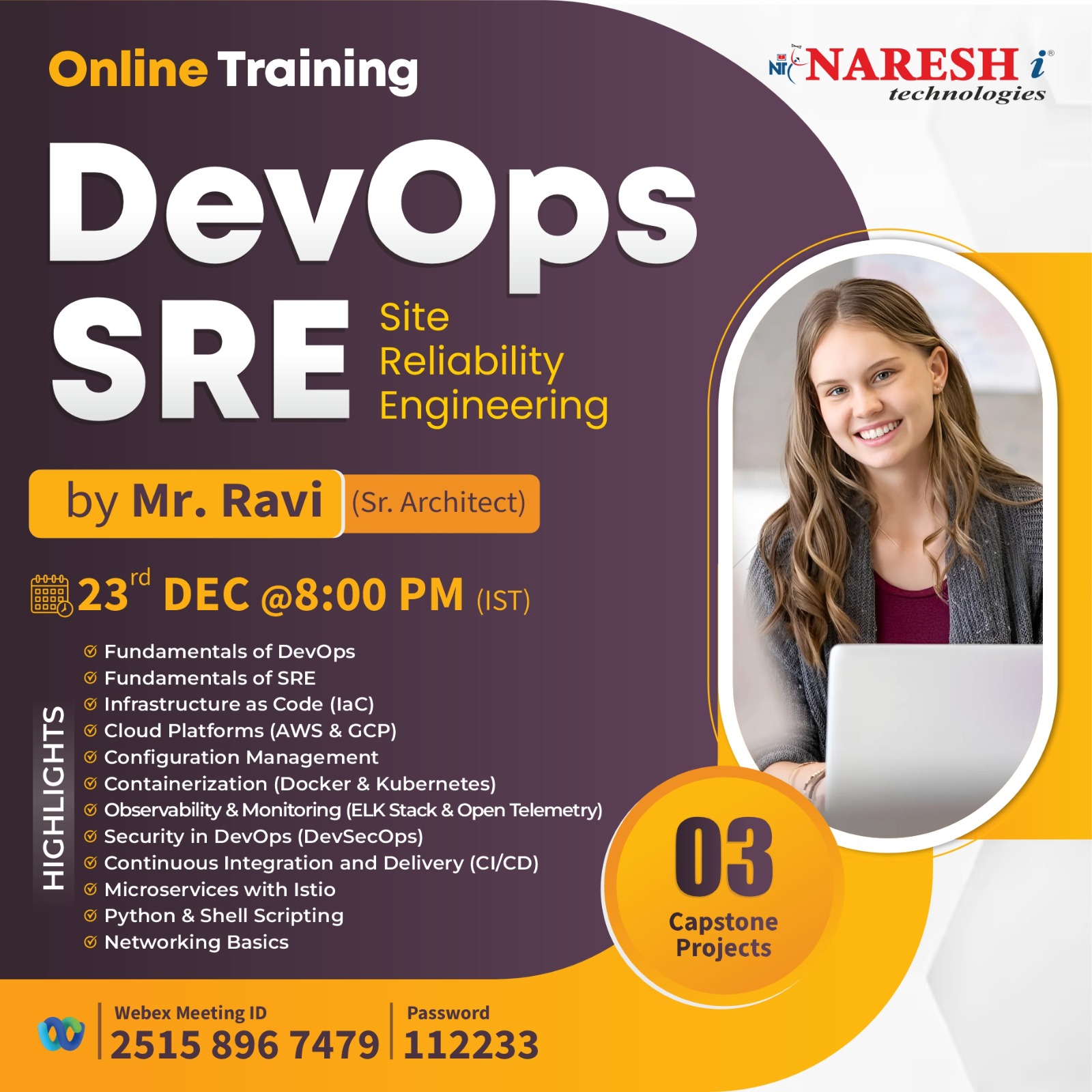 Join our DevOps & SRE Online Training In NareshIT, Hyderabad, Telangana, India