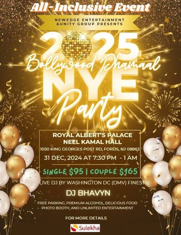 Bollywood Dhamaal 2025 New Year Eve Party, Fords, New Jersey, United States