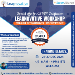 CSPO Certification | 26-27 Dec 2024 | Live Virtual Classroom | Learnovative