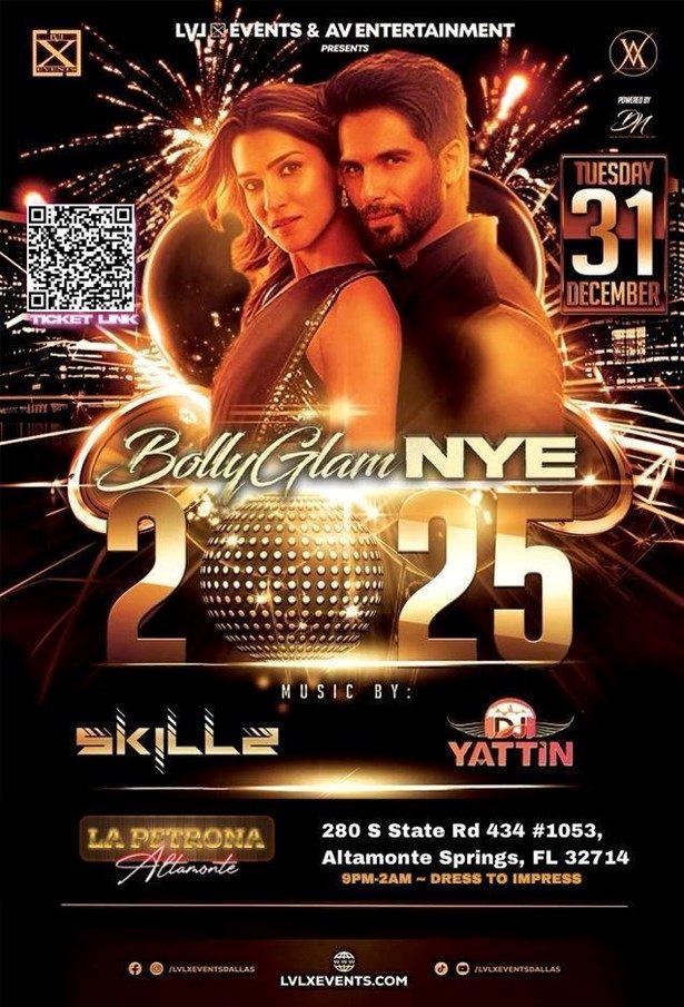 BOLLYGLAM NYE 2025 -BLACK AND GOLD EVENT- ORLANDO, Alachua, Florida, United States