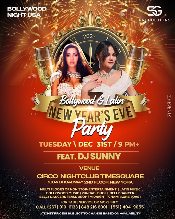 Bollywood New Year's Eve 2025 in Times Square, New York, United States