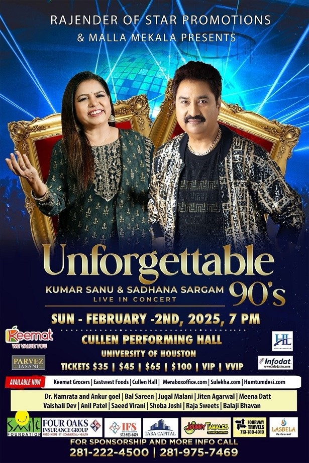 Unforgetable 90s Kumar Sanu & Sadhna Sargam Live in Concert Houston, Houston, Texas, United States