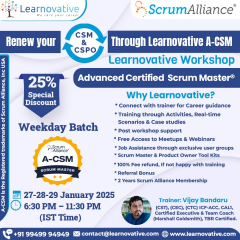 Advanced Certified Scrum Master (A-CSM) Training | 27th - 28th - 29th January 2025