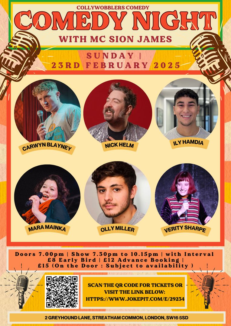 Comedy at The Railway Streatham : Nick Helm, Carwyn Blayney, Mara Mainka. Olly Miller, Ily Hamdia, London, England, United Kingdom