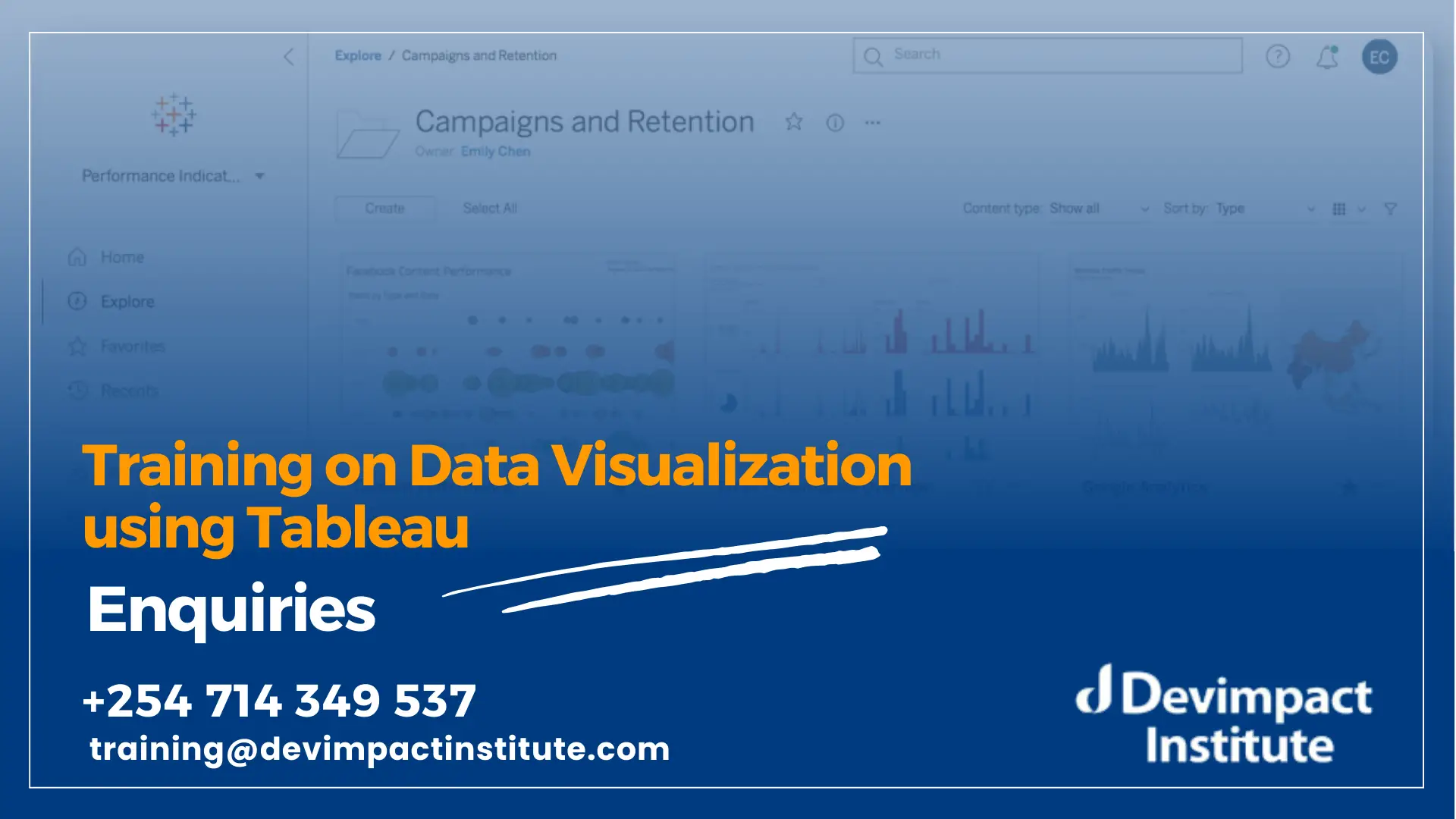 Training on Data Visualization using Tableau, Nairobi, Kenya
