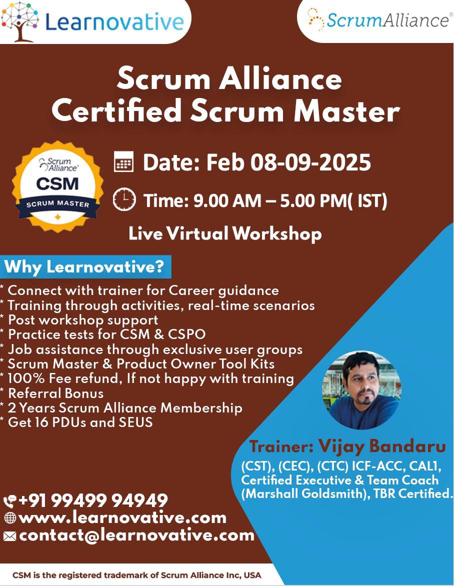 Certified Scrum Master (CSM) Certification | 08 – 09 Feb 2025, Online Event