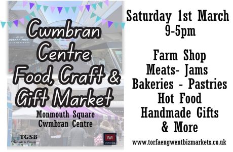 Cwmbran Centre Food Craft and Gift Market and St David's Day Event, Cwmbran, Wales, United Kingdom