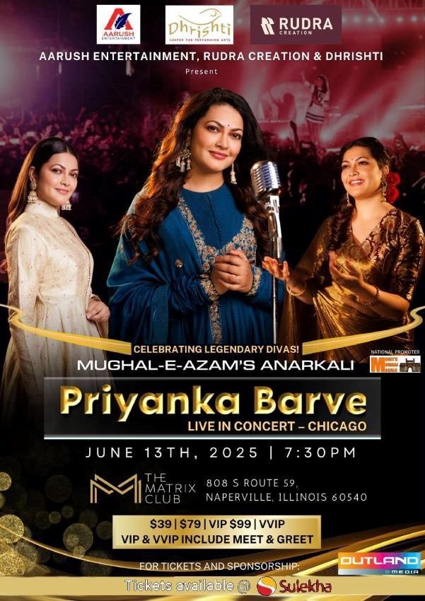 Celebrating Lgendary Divas Priyanka Barve Live in concert Chicago, Naperville, Illinois, United States