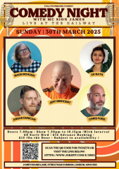 Collywobblers Comedy at The Railway Streatham : Jeff Innocent , Mags Mchugh , Chris Ford and more