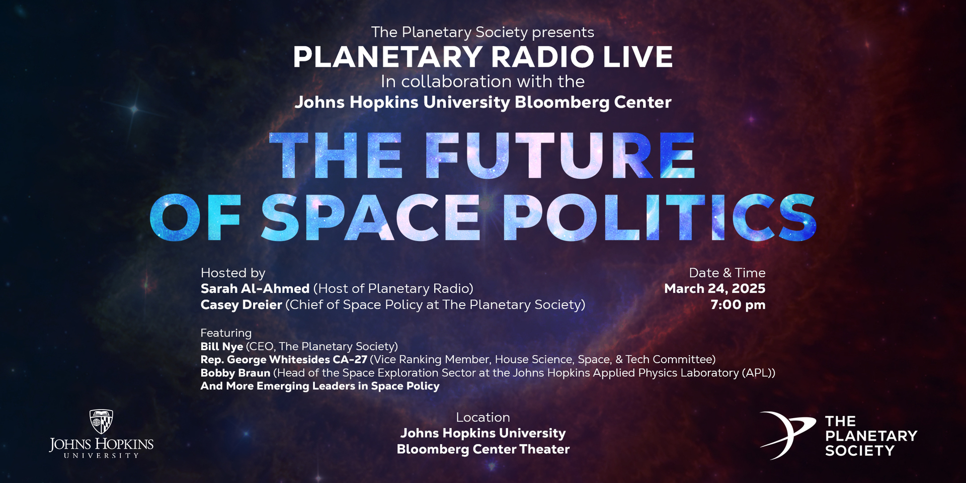 The Future of Space Politics, feat. Bill Nye, Washington,Washington, D.C,United States