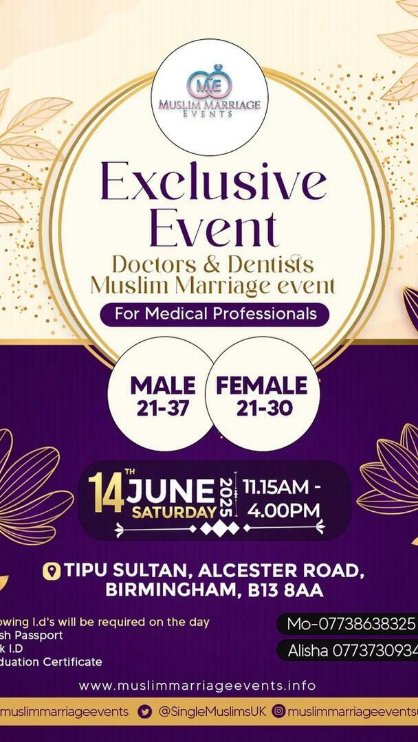 Muslim Marriage Events Birmingham - Doctors and Dentists Event, Birmingham, England, United Kingdom