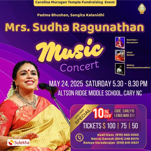 Sudha Ragunathan Music Concert 2025, Cary, North Carolina, United States