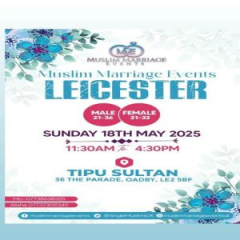 Muslim Marriage Events Leicester - Males 21-36 and Females 21-32