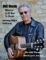 Helt Oncale, European Musician of the Year, May 4 at The Old Theater in Oriental