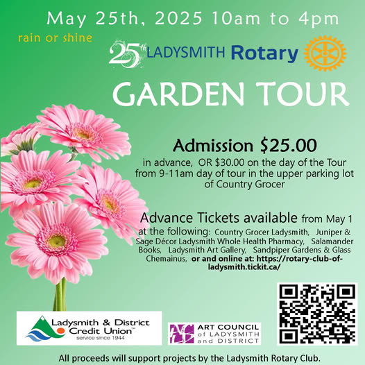 Rotary Club of Ladysmith 25th Annual Garden Tour, Ladysmith, British Columbia, Canada