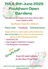 Foulsham Open Gardens with Craft Fair Saturday 7th and Sunday 8th June 2025