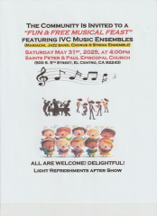 Fun and FREE Community Musical Feast - IVC Music Ensembles - 05/31/2025 4:00pm Sts Peter and Paul Church