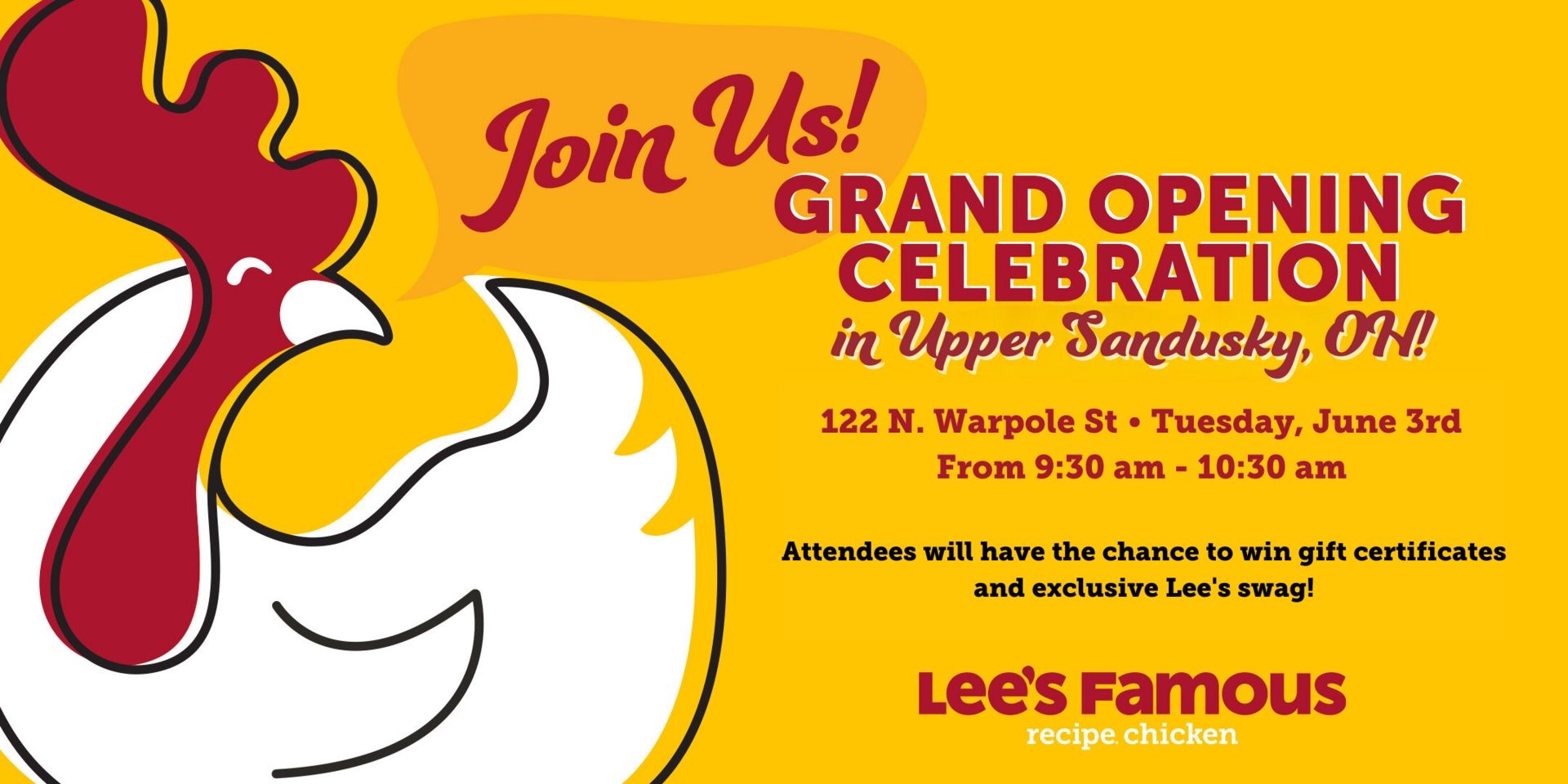 Lee's Famous Recipe® Chicken Grand Opening in Upper Sandusky, OH!, Upper Sandusky, Ohio, United States
