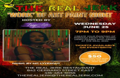 "WORK" of Art Paint Night at The Real Jerk! Paint with Tray Arts, enjoy drinks, apps and vibes