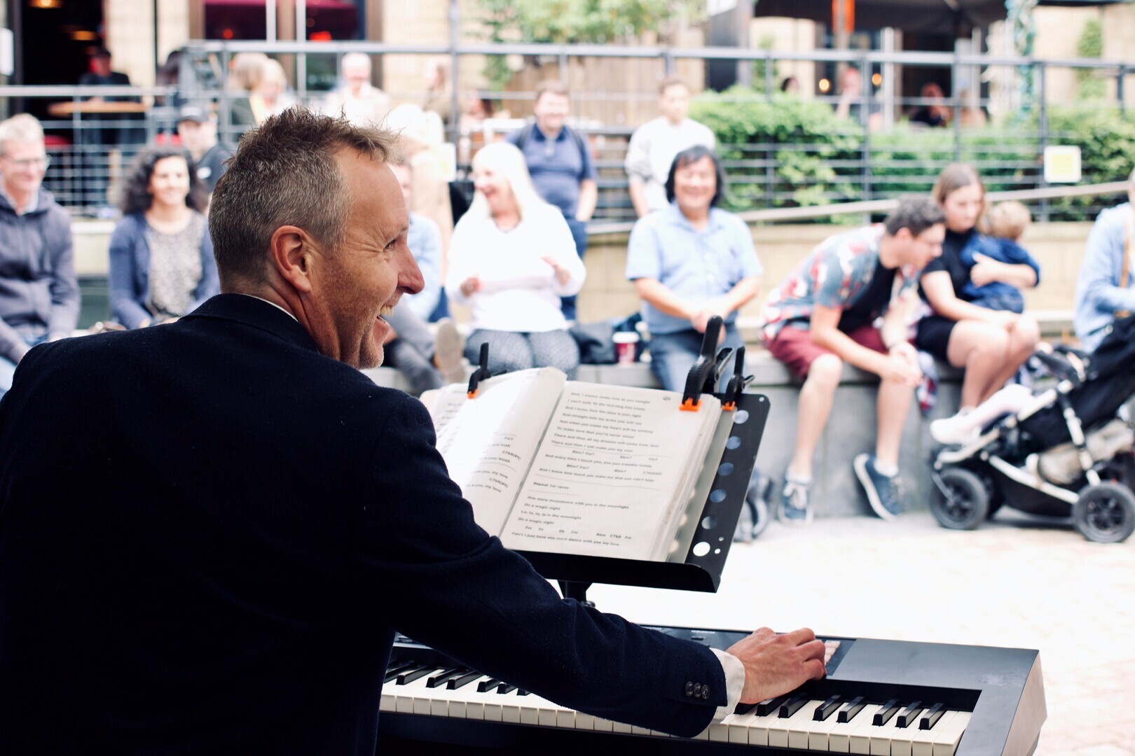 Live music at Leopold Square: Phil Johnson and Vibe-ology, Sheffield, England, United Kingdom