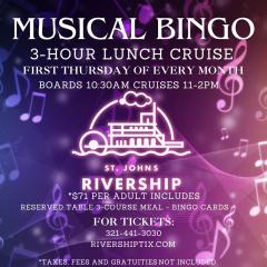 St Johns Rivership Co:  Musical Bingo 3-Hour Lunch Cruise Aboard the Barbara Lee