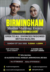 Muslim Marriage Events Birmingham – Divorcee/Widow Marriage Event