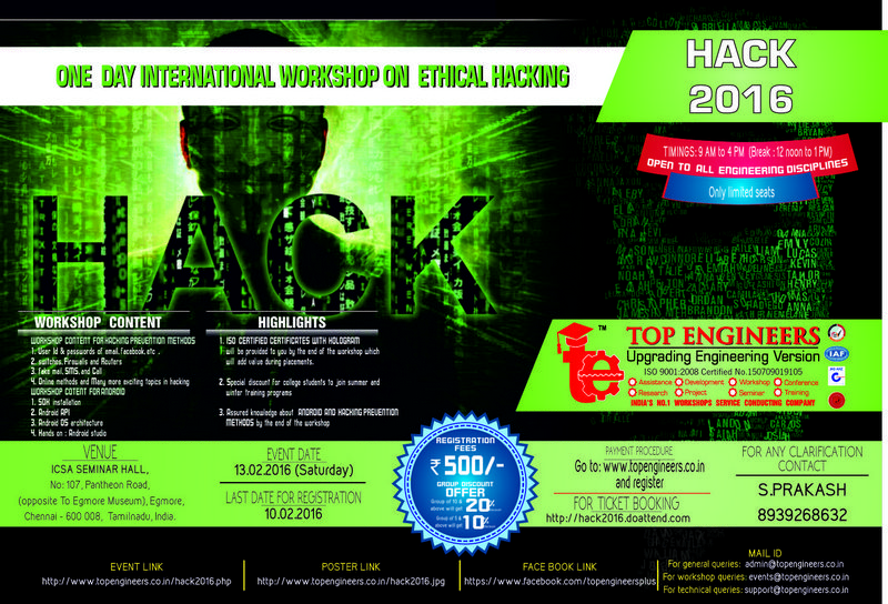 Workshop on  Ethical Hacking (Hack-2016), Chennai, Tamil Nadu, India