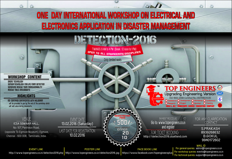 Workshop on Electrical and Electronics Application In Disaster Management (Detection-2016), Chennai, Tamil Nadu, India