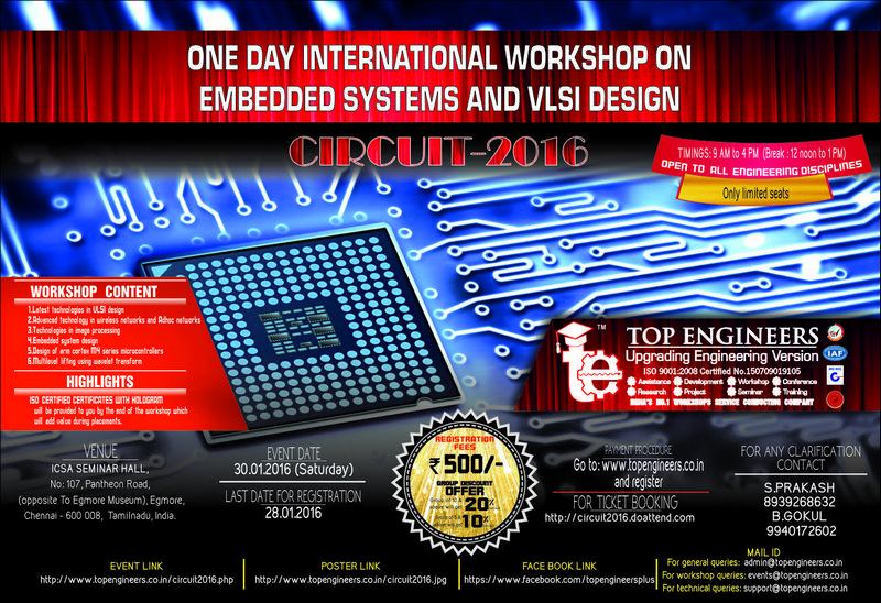 Workshop on Embedded Systems and Vlsi Design (Circuit-2016), Chennai, Tamil Nadu, India