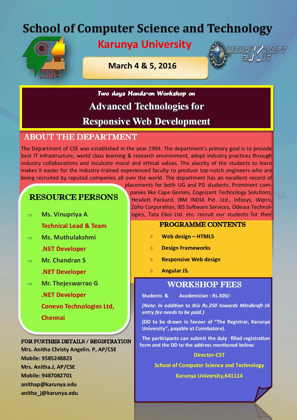 Advanced Technologies for Responsive Web Development, Coimbatore, Tamil Nadu, India