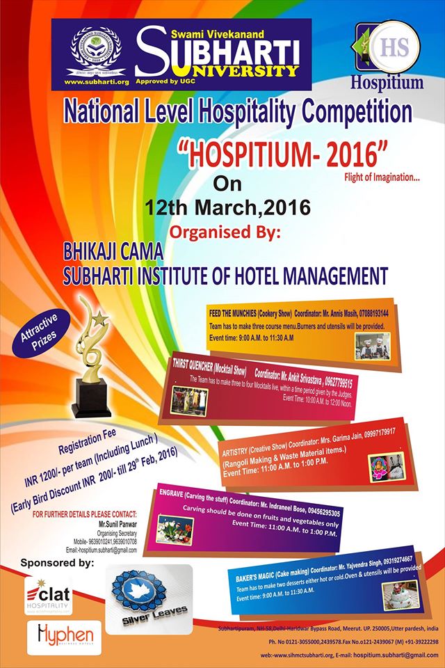 HOSPITIUM 2016 (National Level Hospitality Competition), Meerut, Uttar Pradesh, India
