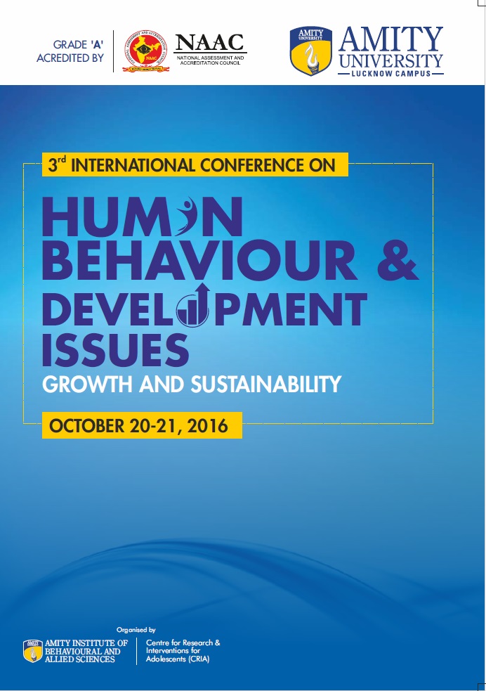 3rd International Conference on Human Behaviour and Development Issues (ICHBDI 2016), Lucknow, Uttar Pradesh, India