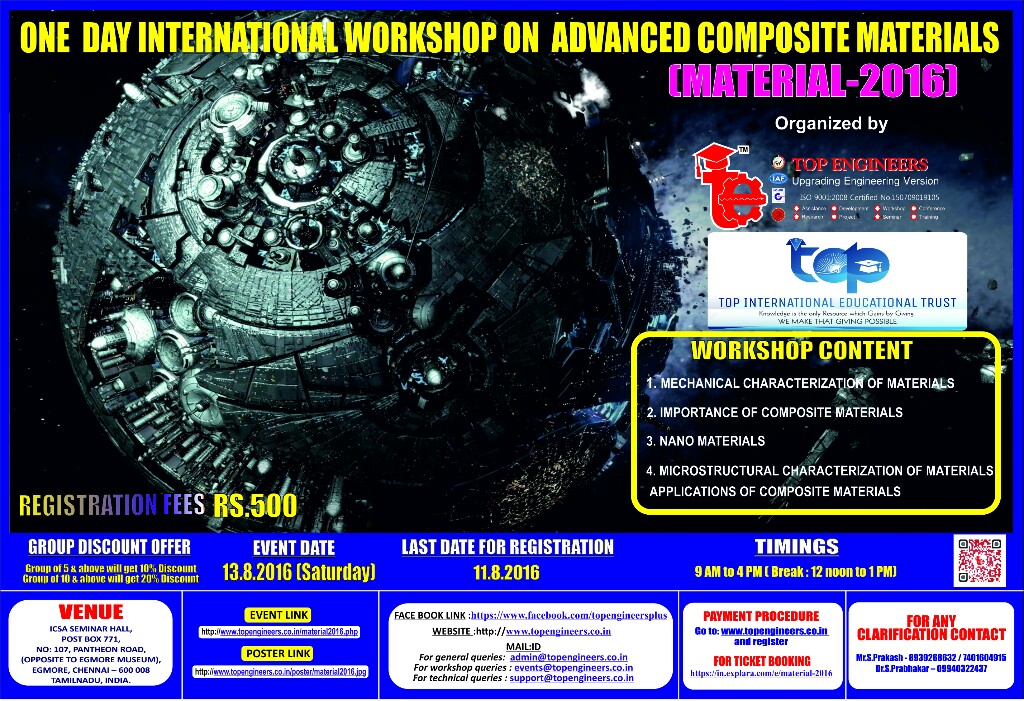 One Day International Workshop on Advanced Composite Materials (MATERIAL-2016), Chennai, Tamil Nadu, India
