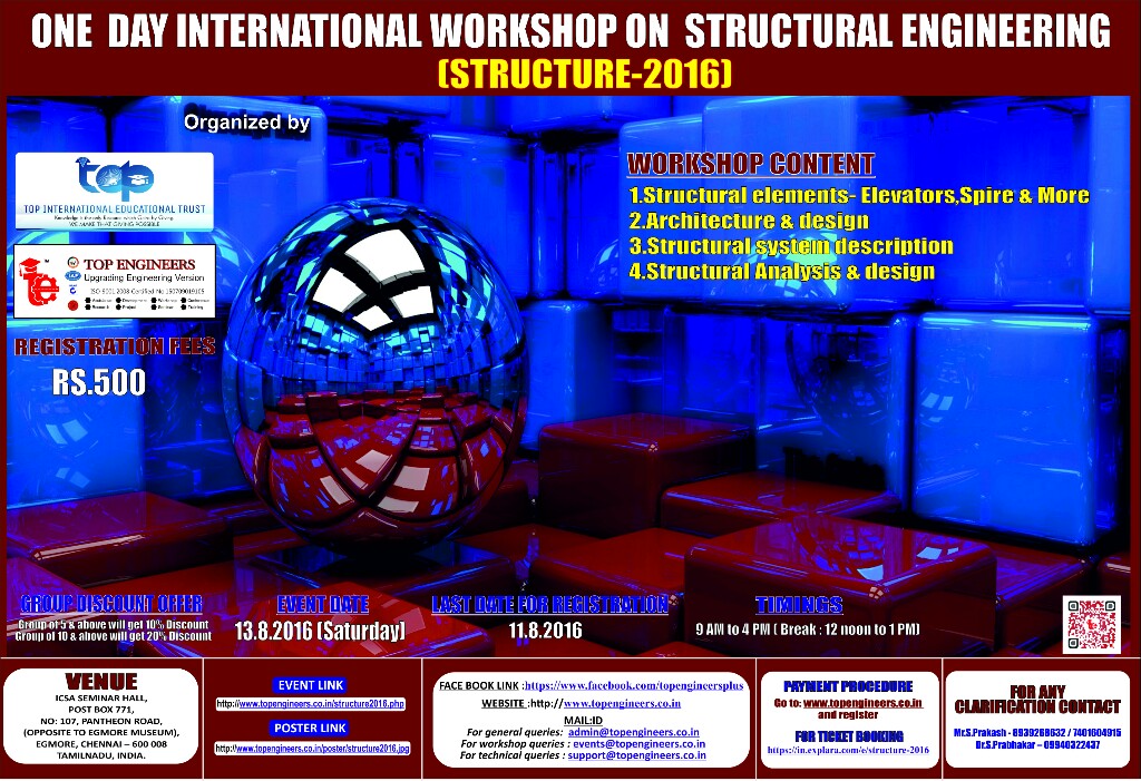 One Day International Workshop on Structural Engineering (STRUCTURE-2016), Chennai, Tamil Nadu, India