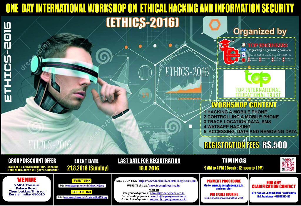 ETHICS-2016 (One Day International Workshop On Ethical Hacking And Information Security ), Thrissur, Kerala, India