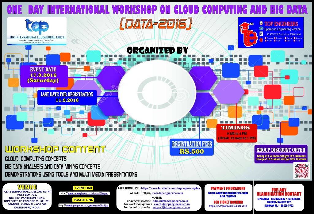 DATA-2016 (One Day International Workshop on Cloud Computing and Big Data), Chennai, Tamil Nadu, India