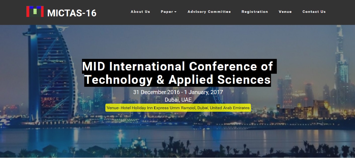 MID International Conference of Technology & Applied Sciences, Dubai, United Arab Emirates