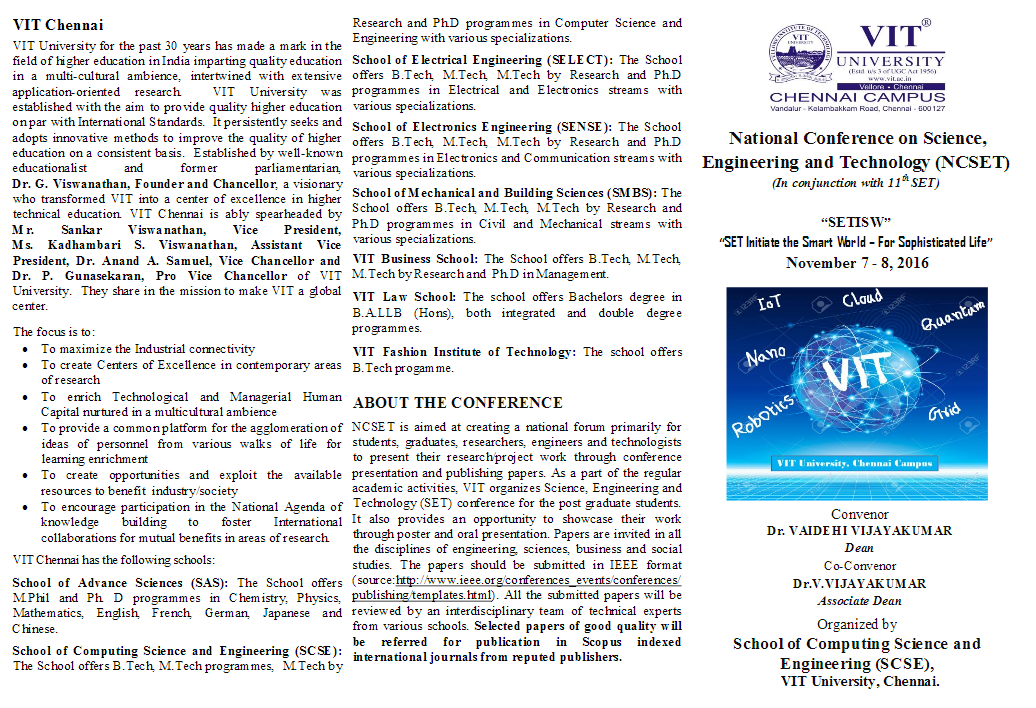 National Conference on Science Engineering and Technology, Chennai, Tamil Nadu, India