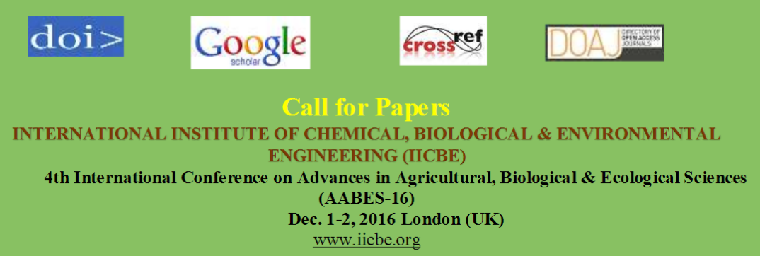 4th International Conference on Advances in Agricultural, Biological & Ecological Sciences (AABES-16), London, United Kingdom
