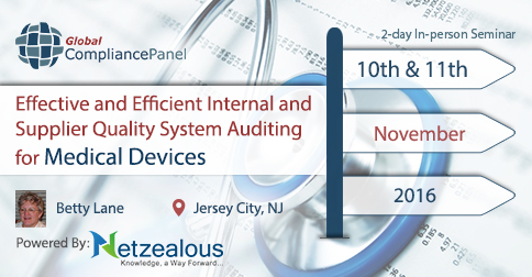 Internal and Supplier Quality System Auditing for Medical Devices, Jersey City, New Jersey, United States