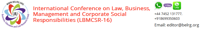 International Conference on Law, Business, Management and Corporate Social Responsibilities (LBMCSR-16), Bangkok, Thailand