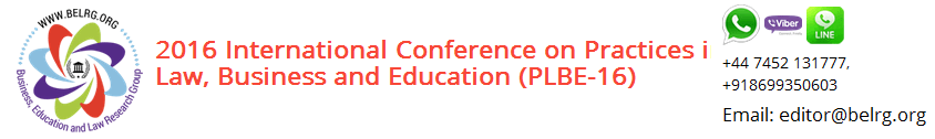 2016 International Conference on Practices in Law, Business and Education (PLBE-16), Pattaya, Bangkok, Thailand