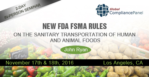 Food transportation food safety rules: New FDA FSMA Rules, Los Angeles, California, United States