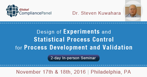DOE and SPC for Process Development and Validation 2016, Philadelphia, Pennsylvania, United States